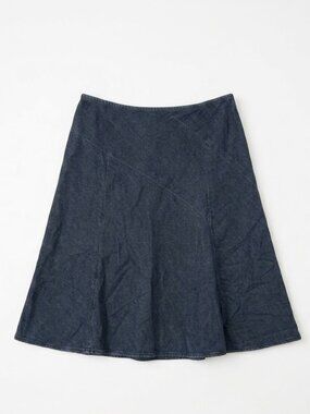 Ann Taylor Denim Skirt 8 Blue Chambray A-Line Midi Office Siren Minimalist Retro